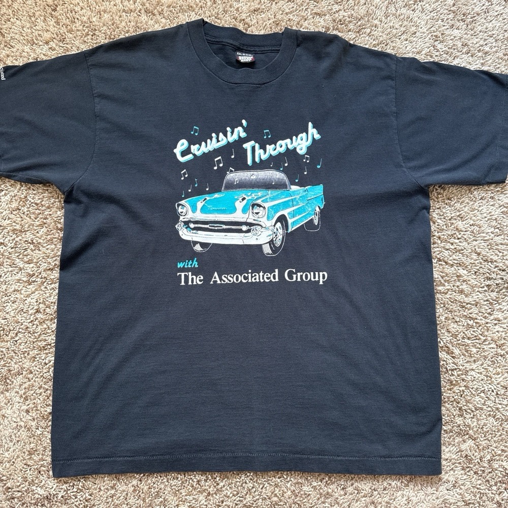 VINTAGE 90s "CRUISIN' THROUGH" 1957 CHEVY TEE Single Stitch Screen Stars Best XL